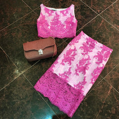 Sexy Lace Sheath Bodycon Homecoming Dresses Two Piece