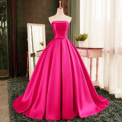 Sexy Long Satin Strapless Ball Gowns Prom Dresses