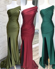 Sexy Mermaid Bridesmaid Dresses One Shoulder High Slit