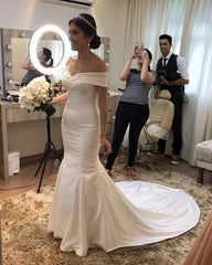 Sexy Mermaid Wedding Dress Satin Off Shoulder