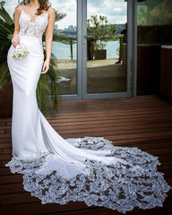 Sexy Mermaid Wedding Dresses Backless Appliques