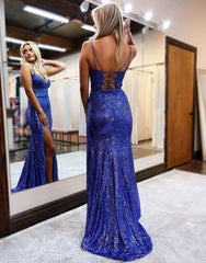 Wholesale Sexy Purple Spaghetti Straps Corset Back Long Sequin Prom Dress long prom dresses with sleeves