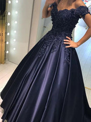 Sexy Black Lace Prom Dresses Off the Shoulder Evening Dress