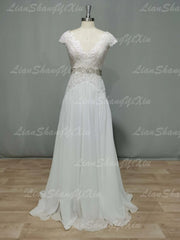 Boho V Neck Wedding Dresses Chiffon Bohemian Gowns Elegant A Line Customized