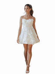 CLcaojun Lace Applique Short Wedding Dress A-line Mini Bridal