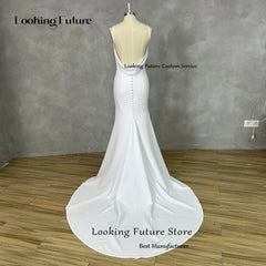 Sexy Mermaid Wedding Dress V-Neck Open Back Beach Gown