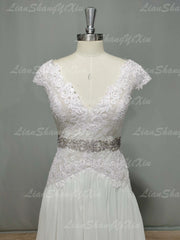 Boho V Neck Wedding Dresses Chiffon Bohemian Gowns Elegant A Line Customized