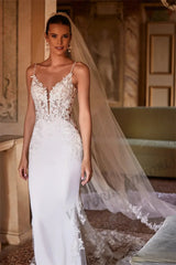 VIKTORIA Vintage Backless Wedding Dresses For Woman Spaghetti Straps Lace Appliques