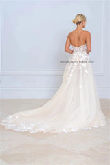Charming Sweethart 3D Flower Lace Applique Wedding Dresses