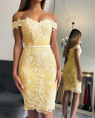 Sheath Homecoming Dresses Lace Off The Shoulder