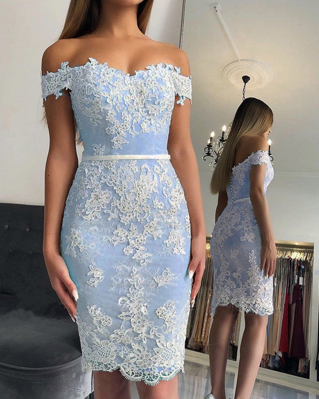 Sheath Homecoming Dresses Lace Off The Shoulder