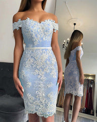 Sheath Homecoming Dresses Lace Off The Shoulder