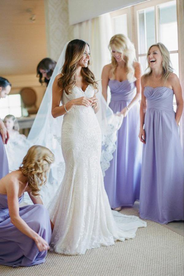 Sheath Lavender Chiffon Bridesmaid Dresses Sweetheart Backless With Ruched