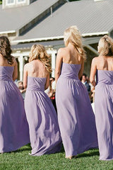 Sheath Lavender Chiffon Bridesmaid Dresses Sweetheart Backless With Ruched