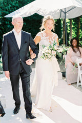 Sheath Rustic Ivory Lace Wedding Dresses Forest Bridal Gown TN395