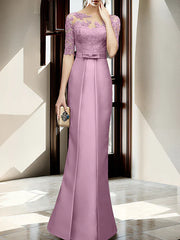Sheath/column hallucination collar to floor length, mother of the bride dress