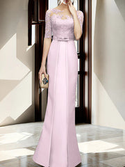 Sheath/column hallucination collar to floor length, mother of the bride dress