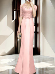 Sheath/column hallucination collar to floor length, mother of the bride dress