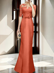 Sheath/column hallucination collar to floor length, mother of the bride dress