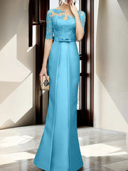 Sheath/column hallucination collar to floor length, mother of the bride dress
