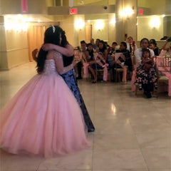 Sheer Long Sleeves Quinceanera Dresses Ball Gowns Crystal Beaded