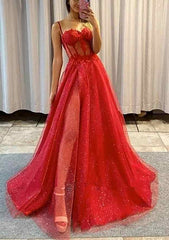 Shiny Black Lace Prom Dresses 2024 Tulle Long Formal Dress Spaghetti Straps