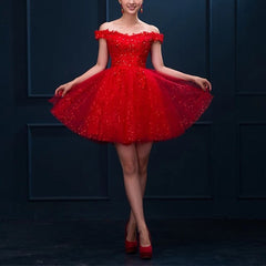 Short Burgundy Prom Dresses Sequin Lace