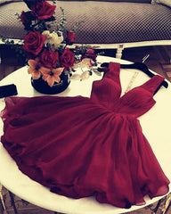 Short Deep V-neck Organza Ruffles Homecoming Dress