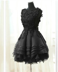 Short Floral Lace Ball Gowns Organza Layered Dress