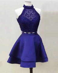 Short Lace Crop Prom Homecoming Dresses Two Piece