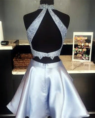 Short Lace Crop Prom Homecoming Dresses Two Piece