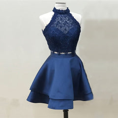 Short Lace Crop Prom Homecoming Dresses Two Piece