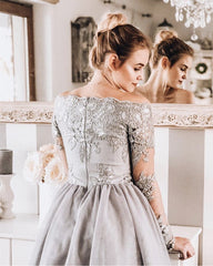 Short Lace Long Sleeves Off Shoulder Homecoming Dresses