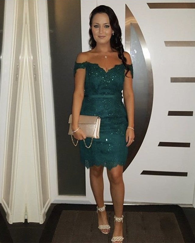 Short Lace Off Shoulder Prom Homecoming Dresses
