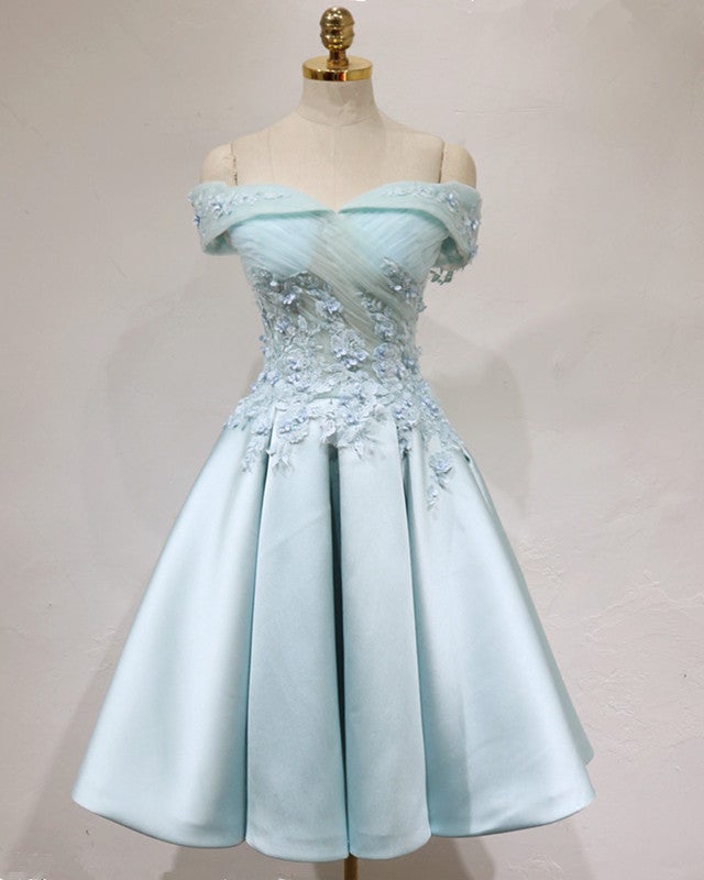 Short Off Shoulder Prom Homecoming Dresses Lace Embroidery