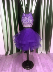 Short Ombre Homecoming Dresses Two Piece Prom Gowns