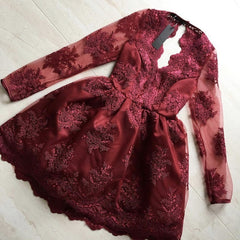 Short Open Back Long Sleeves Homecoming Prom Dresses