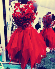 Short Organza Ruffles Prom Homecoming Dresses With 3D Lace Flowers