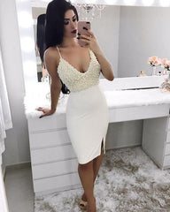 Short Pearl Beaded Homecoming Dresses Bodycon