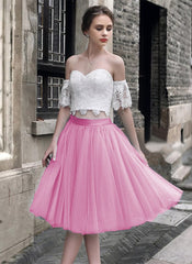 Short Sage Green Two Piece Prom Dress Lace Crop