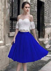Short Sage Green Two Piece Prom Dress Lace Crop