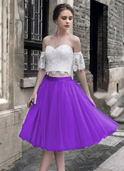 Short Sage Green Two Piece Prom Dress Lace Crop
