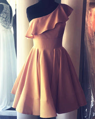 Short Satin Homecoming Dresses One Shoulder