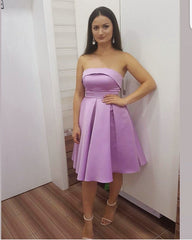 Short Satin Homecoming Dresses Strapless