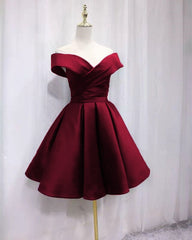 Short Satin Off Shoulder Homecoming Dress For Prom