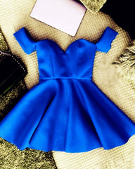 Short Satin Off Shoulder Ruffle Homecoming Dresses