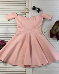 Short Satin Off Shoulder Ruffle Homecoming Dresses