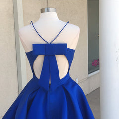 Short Satin V Neck Bow Back Homecoming Dresses