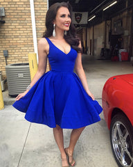 Short Satin V-neck Ball Gowns Homecoming Party Dress