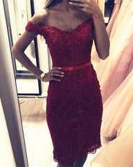 Short Sheath Lace Homecoming Dresses Off Shoulder